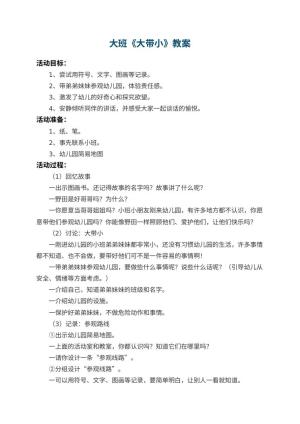 幼儿园大班教案《大带小》 包含反思预览