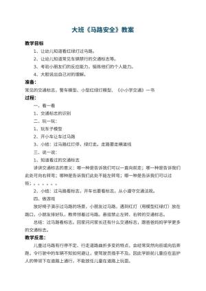 幼儿园大班教案《马路安全》 包含反思