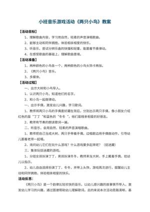 幼儿园小班音乐游戏活动教案《两只小鸟》 包含反思预览