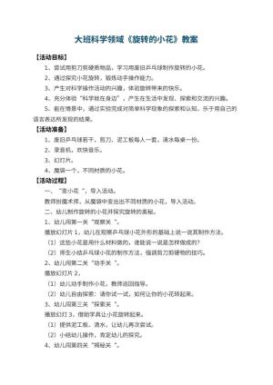 幼儿园大班科学领域教案《旋转的小花》