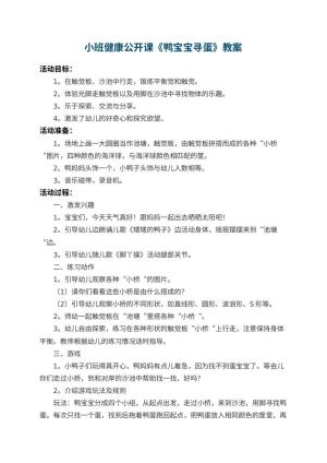 幼儿园小班健康公开课教案《鸭宝宝寻蛋》 包含反思预览