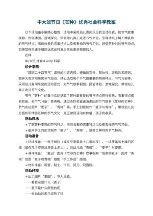 幼儿园中大班节日《芒种》优秀社会科学教案预览