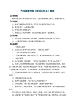 幼儿园大班健康教育教案《眼睛的朋友》 包含反思预览
