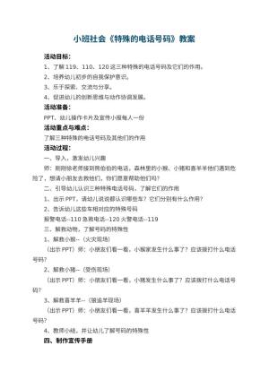 幼儿园小班社会优秀教案《特殊的电话号码》 包含反思预览