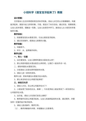 幼儿园小班科学教案《蛋宝宝浮起来了》 包含反思