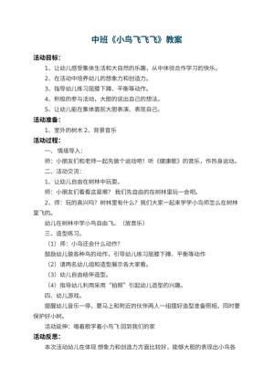 幼儿园中班教案《小鸟飞飞飞》 包含反思预览