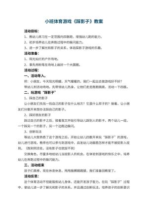 幼儿园小班体育游戏教案《踩影子》 包含反思预览