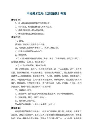 幼儿园中班美术活动教案《这就是我》 包含反思预览