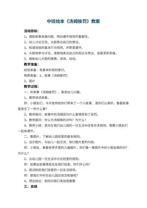 幼儿园中班绘本《汤姆挨罚》教案 包含反思预览