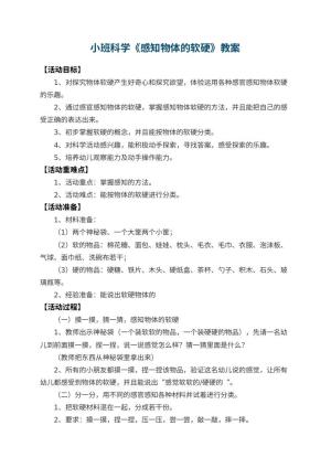 幼儿园小班科学优秀教案《感知物体的软硬》 包含反思
