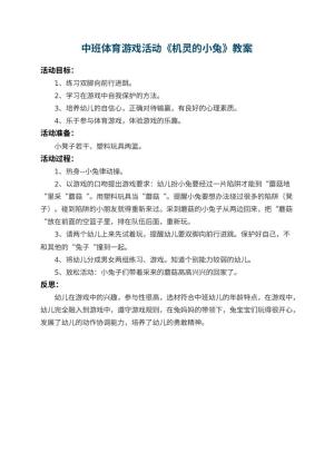 幼儿园中班体育游戏活动教案《机灵的小兔》 包含反思