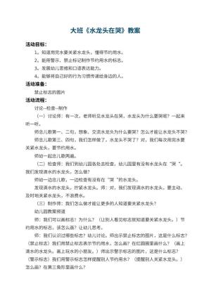 幼儿园大班教案《水龙头在哭》预览