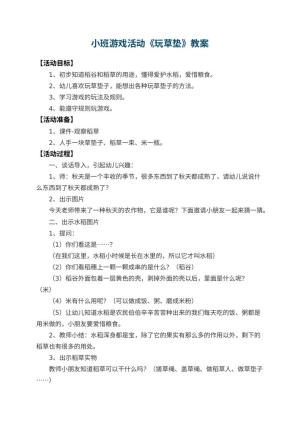 幼儿园小班游戏活动教案《玩草垫》 包含反思预览