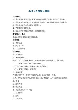 幼儿园小班教案《大皮球》预览