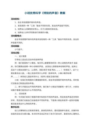 幼儿园小班优秀科学教案《特别的声音》 包含反思预览