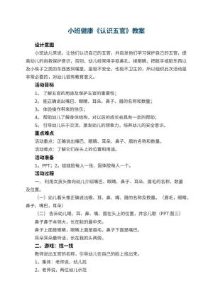 幼儿园小班健康《认识五官》教案 包含反思预览