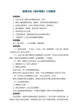 幼儿园健康活动《保护眼睛》小班教案 包含反思预览