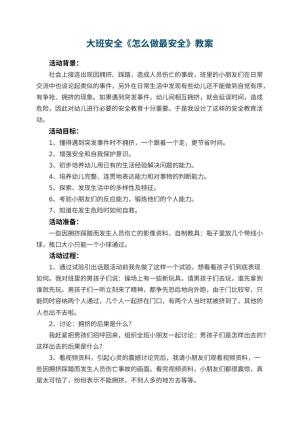 幼儿园大班安全《怎么做最安全》教案 包含反思预览