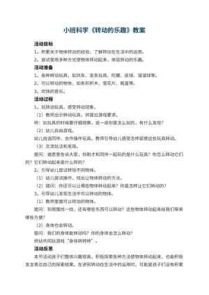 幼儿园小班科学优秀教案《转动的乐趣》 包含反思预览