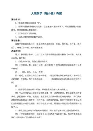 幼儿园大班数学教案《晒小鱼》