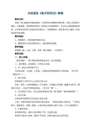 幼儿园大班语言教案《兔子历险记》 包含反思