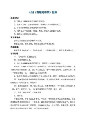 幼儿园大班教案《有趣的布袋》 包含反思