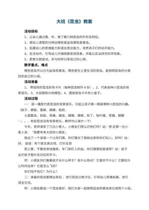 幼儿园大班教案《昆虫》