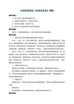 幼儿园大班体育游戏教案《夹球走走走》 包含反思预览