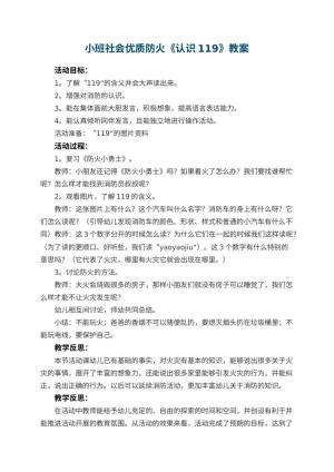 幼儿园小班社会优质防火教案《认识119》 包含反思