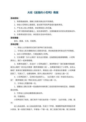 幼儿园大班教案《迷路的小花鸭》 包含反思预览