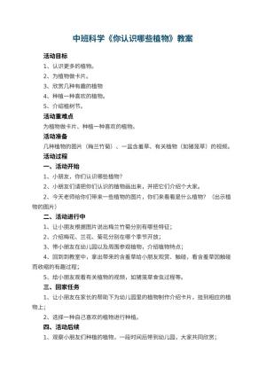 幼儿园中班科学教案《你认识哪些植物》 包含反思预览
