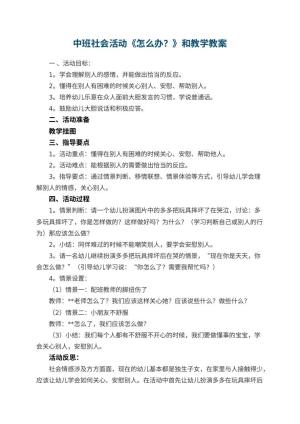 幼儿园中班社会活动《怎么办？》教案和教学 包含反思预览