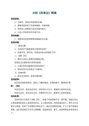幼儿园大班教案《风来过》 包含反思预览