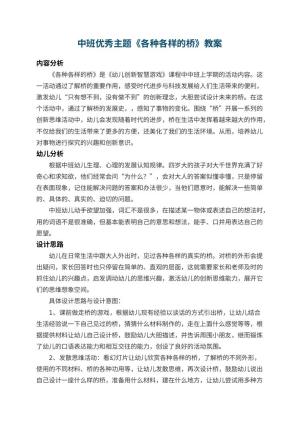 幼儿园中班优秀主题教案《各种各样的桥》 包含反思预览