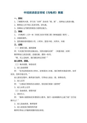 幼儿园中班阅读语言领域教案《乌龟桥》 包含反思预览