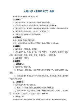 幼儿园大班科学教案《东西不见了》 包含反思
