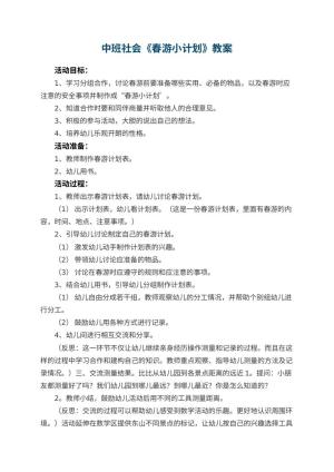 幼儿园中班社会优秀教案《春游小计划》 包含反思预览