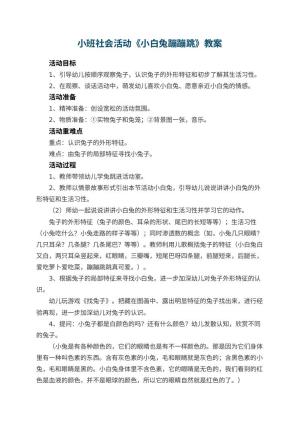 幼儿园小班社会活动教案《小白兔蹦蹦跳》 包含反思预览