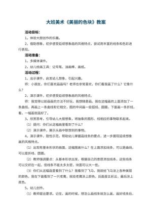 幼儿园大班美术优秀教案《美丽的色块》 包含反思预览