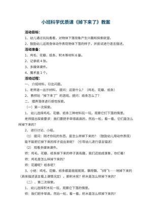 幼儿园小班科学优质课教案《掉下来了》 包含反思预览