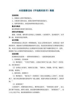 幼儿园大班健康活动教案《不怕黑的孩子》 包含反思