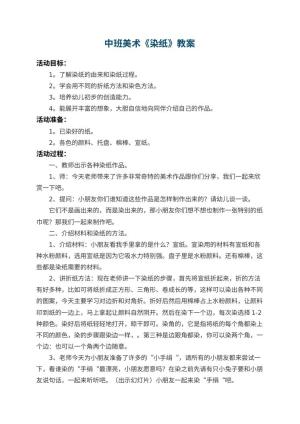 幼儿园中班美术教案《染纸》 包含反思预览