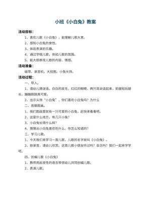 幼儿园小班教案《小白兔》预览
