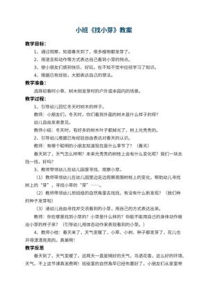 幼儿园小班教案《找小芽》 包含反思预览