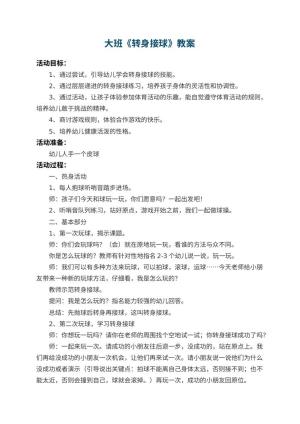 幼儿园大班教案《转身接球》 包含反思