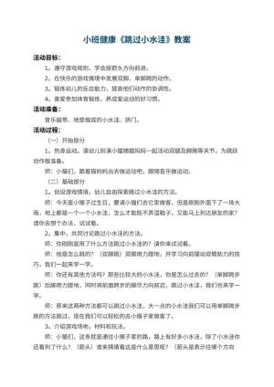 幼儿园小班健康教案《跳过小水洼》 包含反思预览