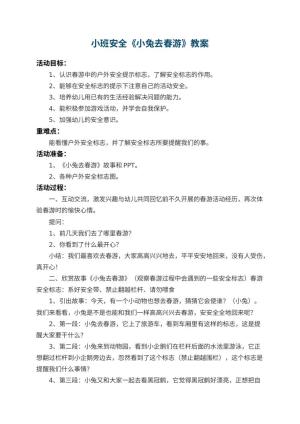 幼儿园小班安全教案《小兔去春游》 包含反思预览
