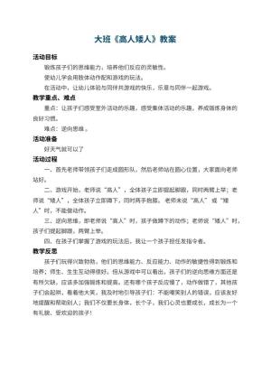 幼儿园大班教案《高人矮人》 包含反思预览