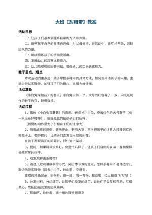 幼儿园大班教案《系鞋带》 包含反思