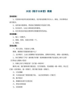 幼儿园大班教案《鞋子大本营》
